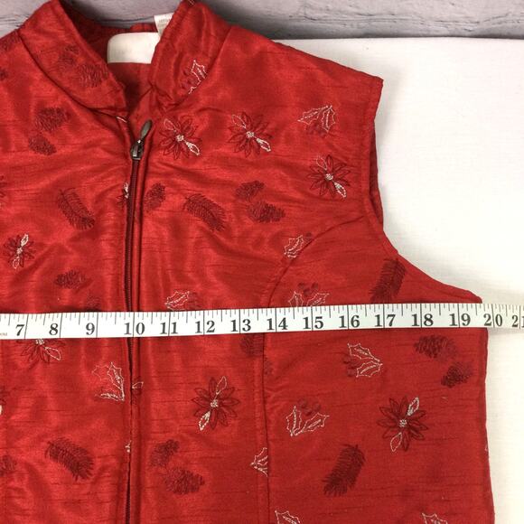 Baxter & Wells Quilted Embroidered Vintage Grannycore Full Zip Red Vest Size S - Picture 4 of 8
